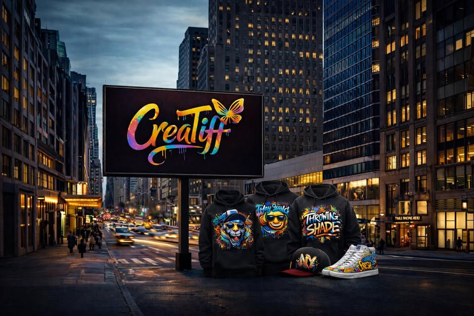 CreaTiff merch on a New York City billboard