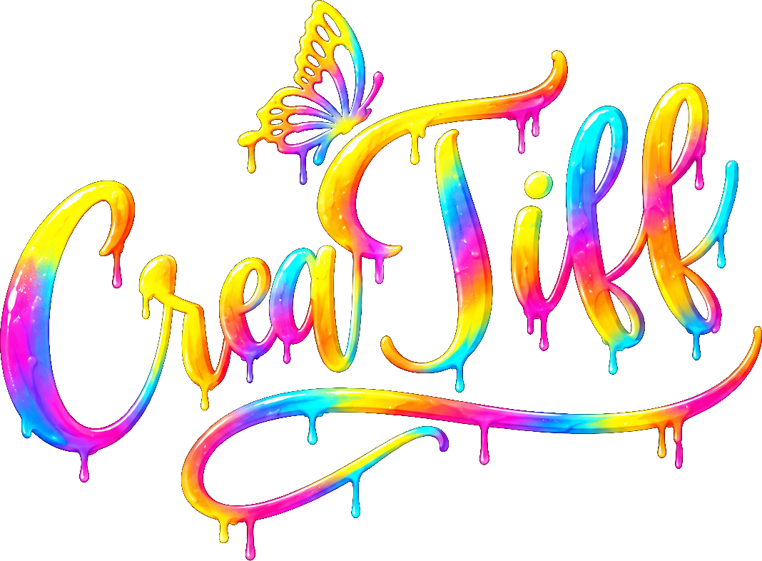 CreaTiff rainbow drip wordmark logo