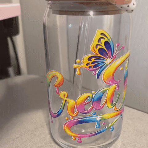 360 degree rotating view of custom glass tumbler